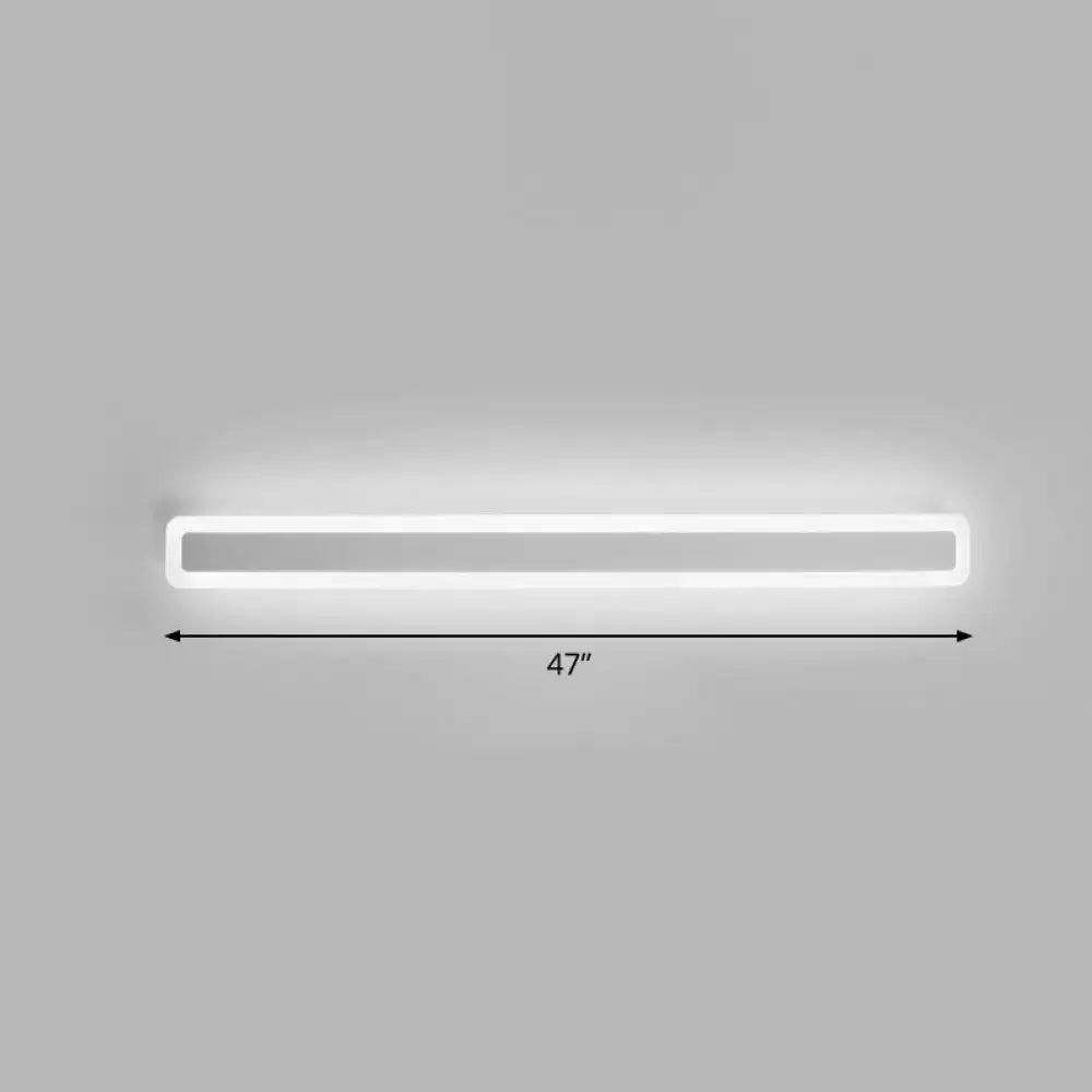 Decorbites minimalist white LED vanity light wall sconce, 47-inch slim rectangular frame on Tampa Home & Garden Store