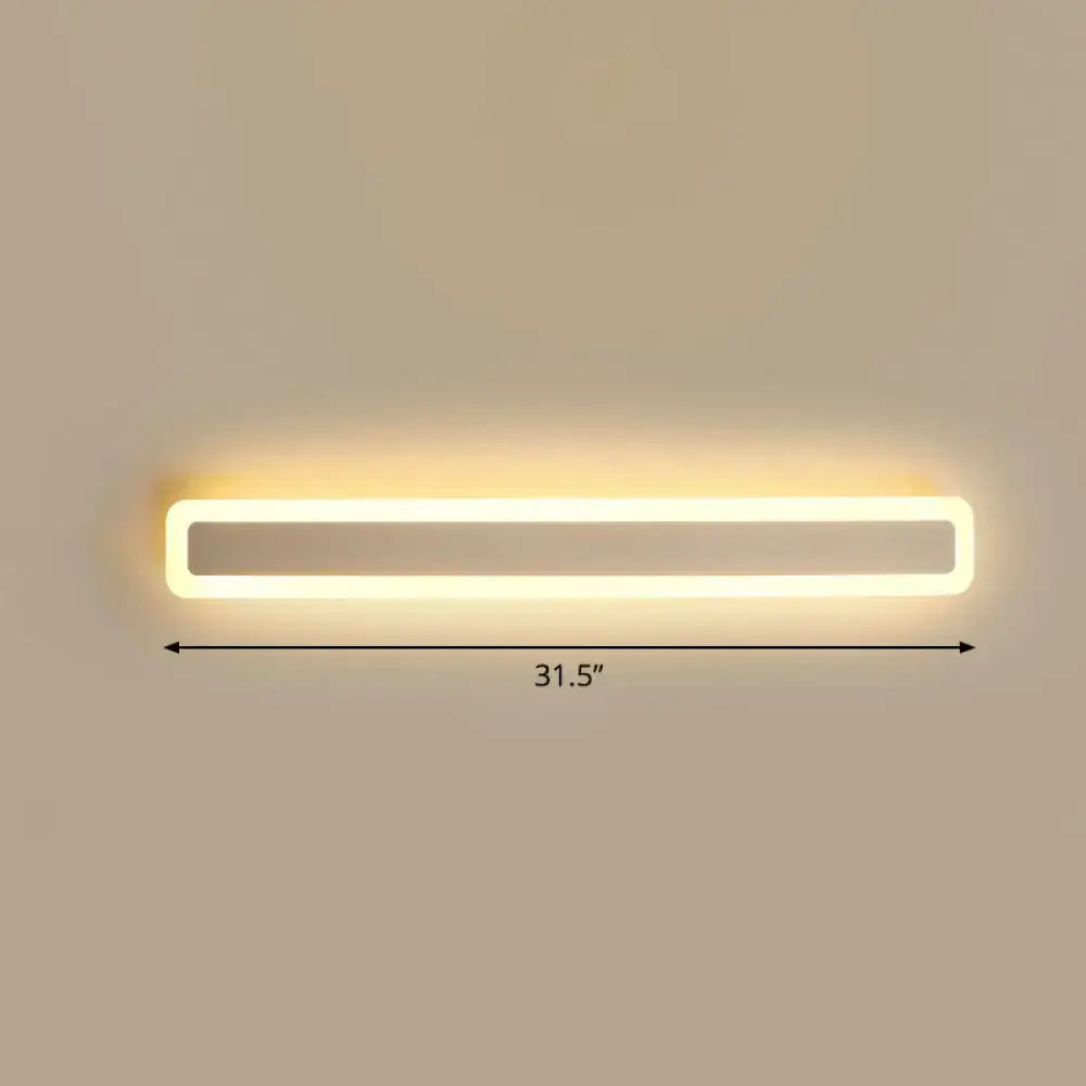 Minimalist white LED vanity light bathroom wall sconce, 31.5 in long on Tampa Home & Garden Store