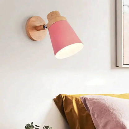 Minimalist White Metal Barrel Wall Lamp with Wood