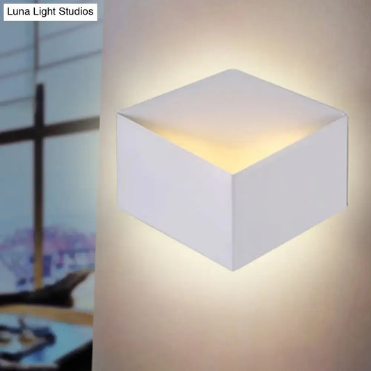 White geometric wall light cube with warm interior glow Decorbites on Tampa Home & Garden Store