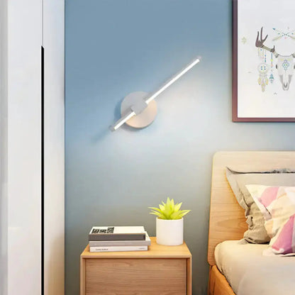 Minimalist white metallic LED wall sconce diagonal bar light for bedroom wall Decorbites on Tampa Home & Garden Store