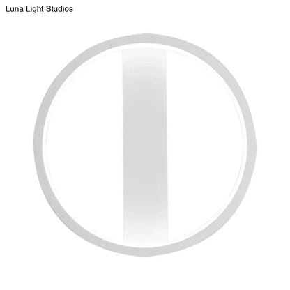 White round/square LED wall sconce with a vertical central panel; two shape options on Tampa Home & Garden Store