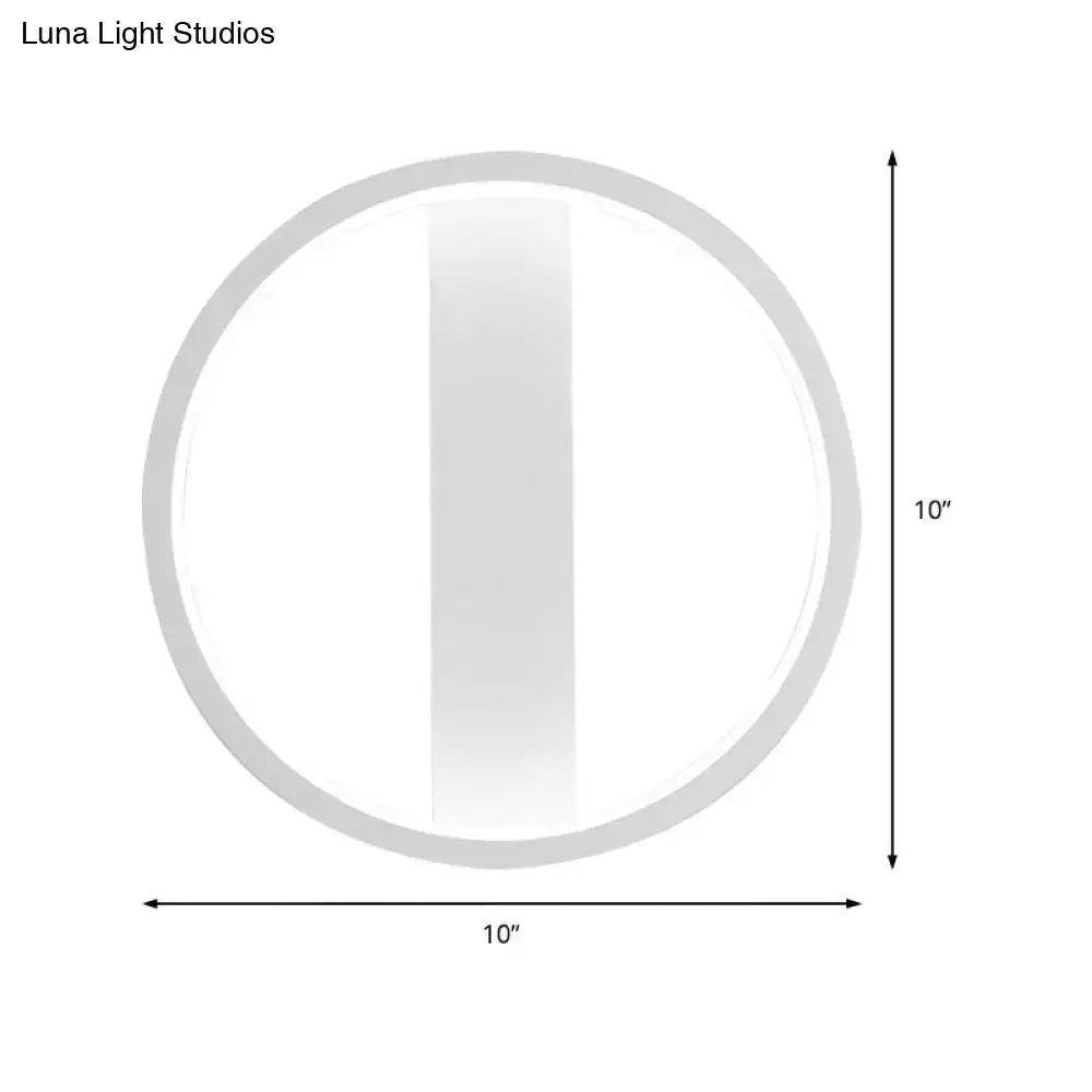 White round LED wall sconce by Decorbites with vertical central bar, 10in diameter, two shape options on Tampa Home & Garden Store