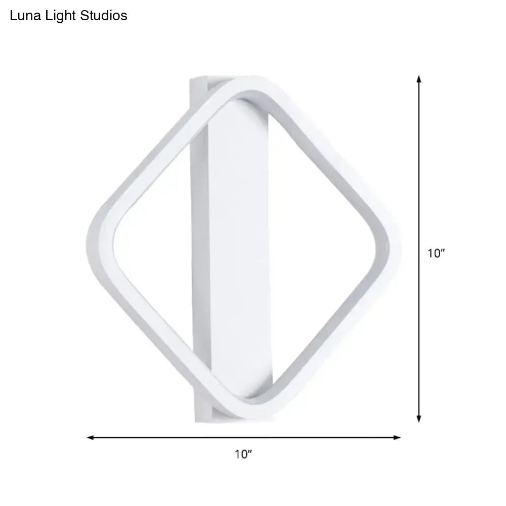 Decorbites white round-square LED sconce with diamond-shaped frame, 10x10 in on Tampa Home & Garden Store