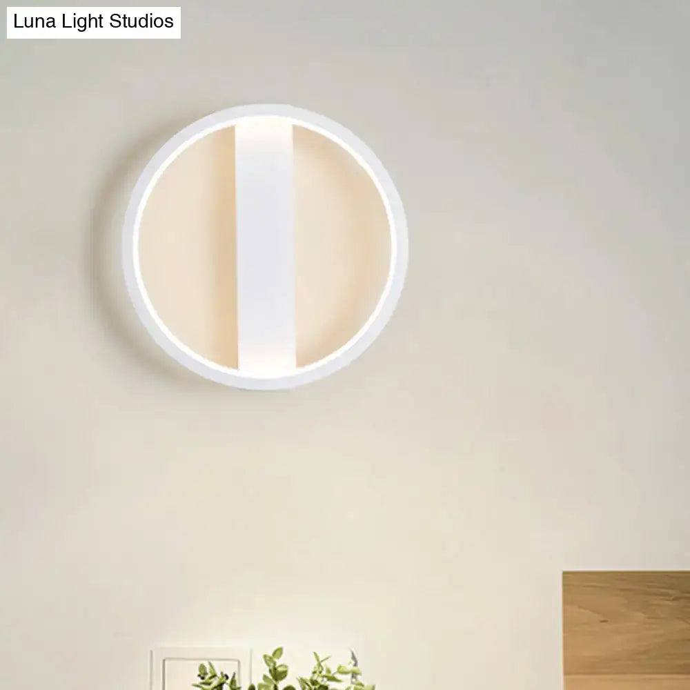 White round LED wall sconce by Decorbites with vertical divider, two shape options on Tampa Home & Garden Store