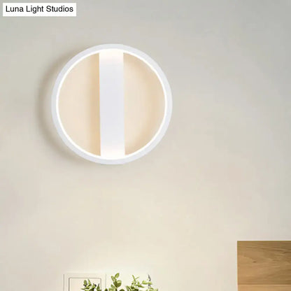 White round LED wall sconce by Decorbites with vertical divider, two shape options on Tampa Home & Garden Store