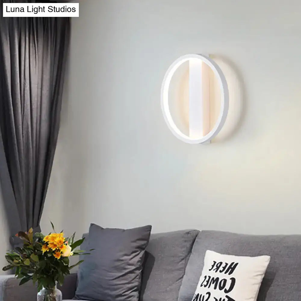 Decorbites white round LED wall sconce with ring design, two shape options on Tampa Home & Garden Store