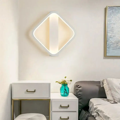 White round-square LED wall sconce Decorbites with dual shape options on Tampa Home & Garden Store