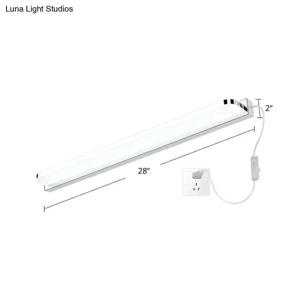 White Stainless LED Wall Light by Decorbites, 28-inch bar with plug-in cord on Tampa Home & Garden Store