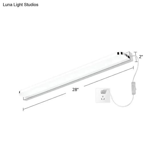 White Stainless LED Wall Light by Decorbites, 28-inch bar with plug-in cord on Tampa Home & Garden Store