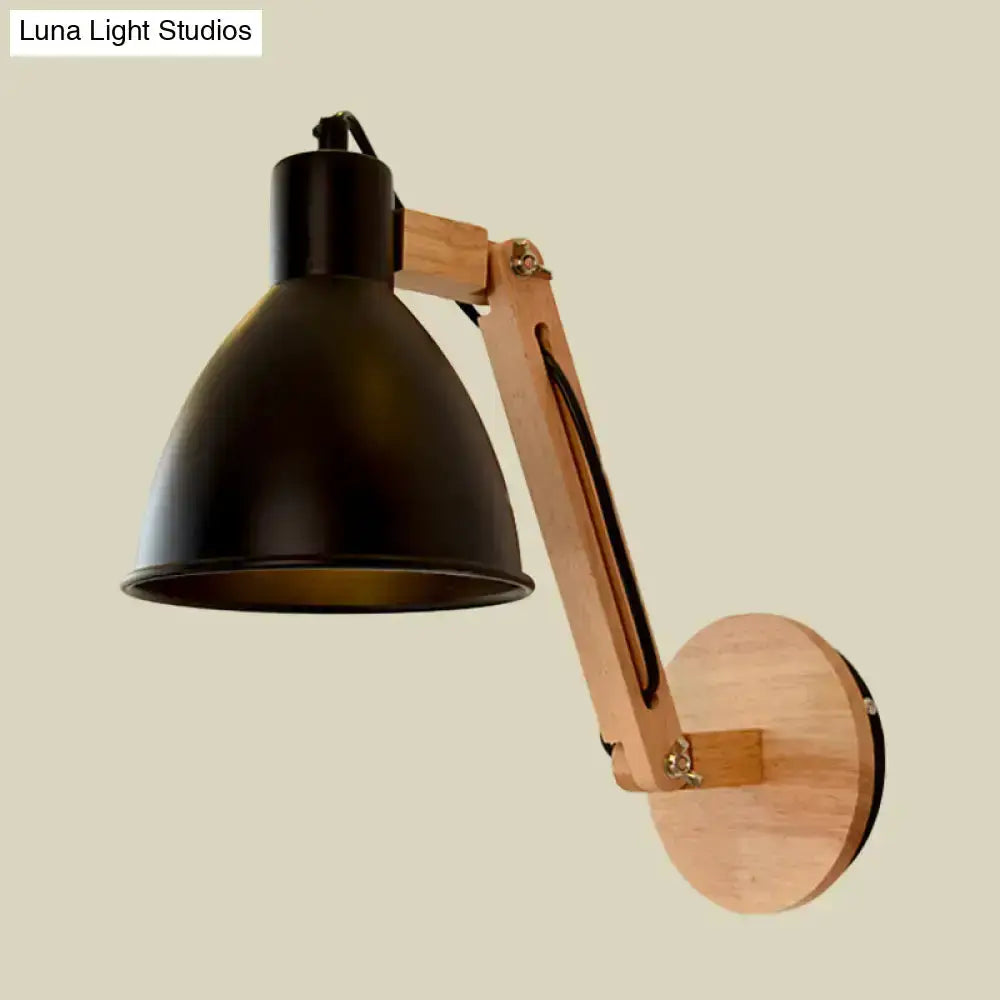 Minimalist White Swing Arm Wall Light Iron Dome