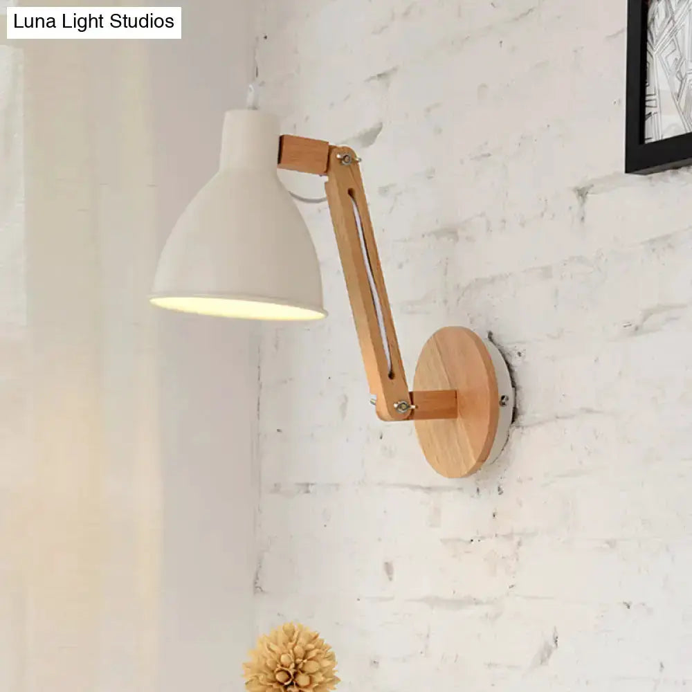 Minimalist White Swing Arm Wall Light Iron Dome