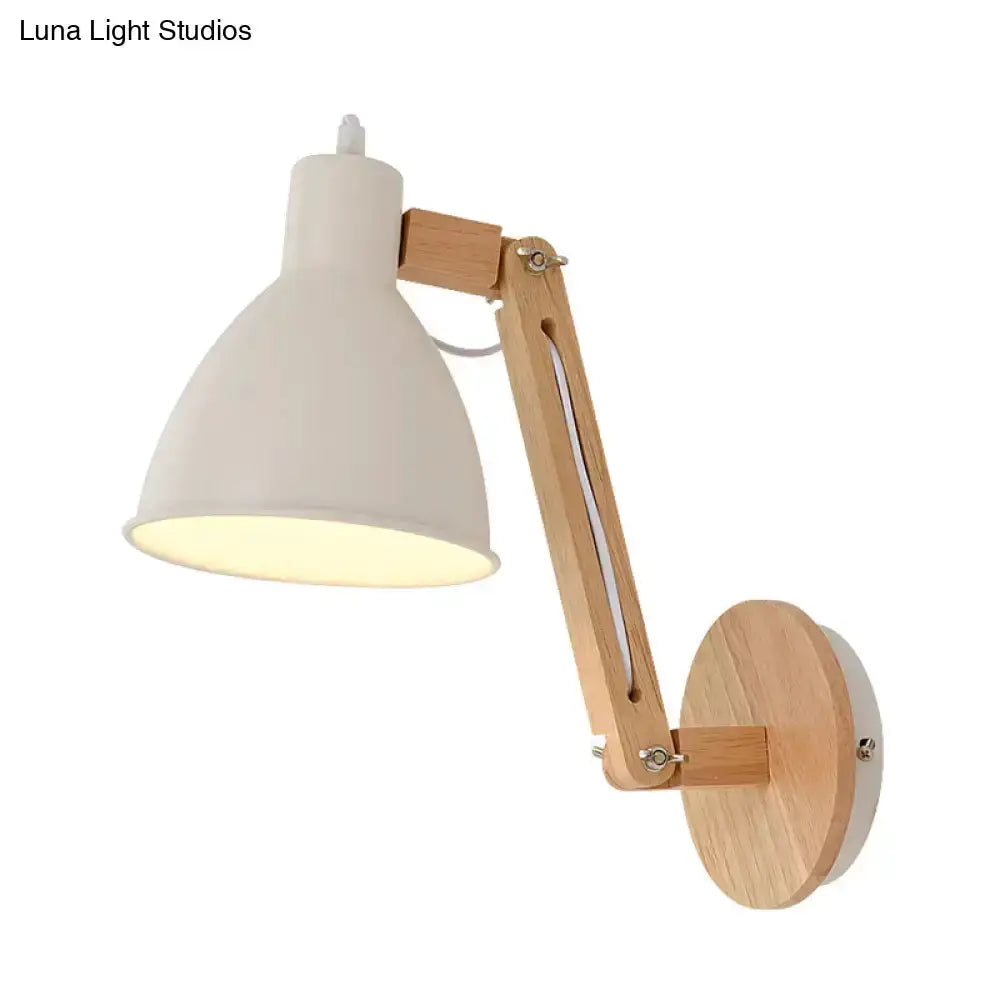 Minimalist White Swing Arm Wall Light Iron Dome