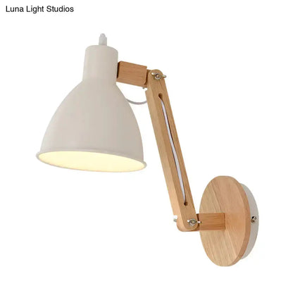 Minimalist White Swing Arm Wall Light Iron Dome