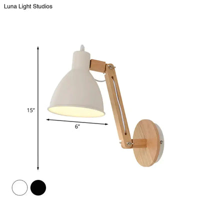 Minimalist White Swing Arm Wall Light Iron Dome