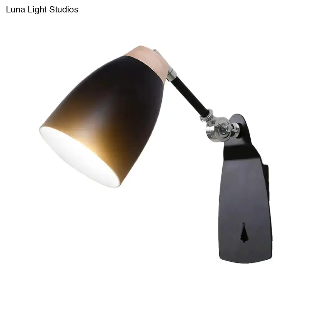 Decorbites minimalist white tapered wall light with wood accents, adjustable arm on Tampa Home & Garden Store
