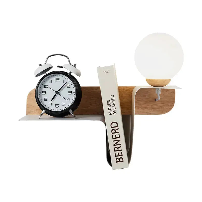 Sleek White Wall Lamp with Frosted Glass Shelf