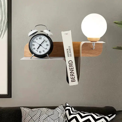 Sleek White Wall Lamp with Frosted Glass Shelf