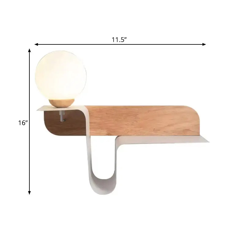Sleek White Wall Lamp with Frosted Glass Shelf