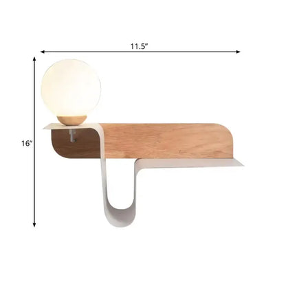 Sleek White Wall Lamp with Frosted Glass Shelf