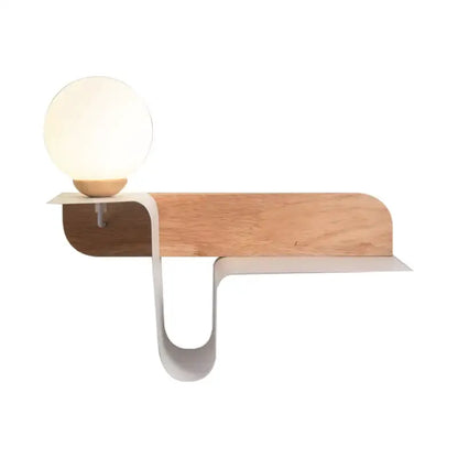 Sleek White Wall Lamp with Frosted Glass Shelf