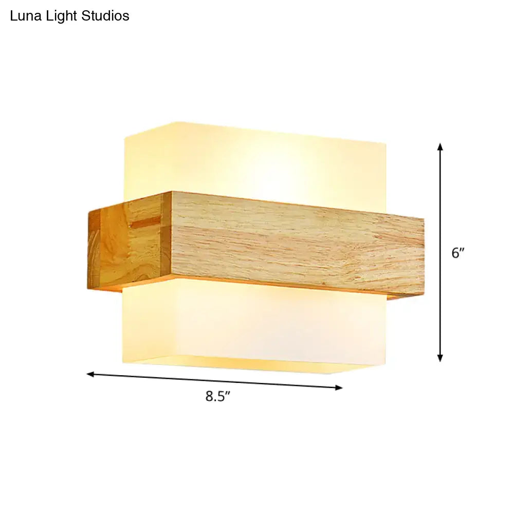 Opal Glass Wall Sconce with wood block mount, warm glow Decorbites on Tampa Home & Garden Store