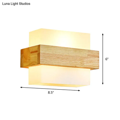 Opal Glass Wall Sconce with wood block mount, warm glow Decorbites on Tampa Home & Garden Store