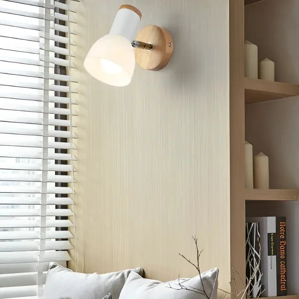 Minimalist Wood and White Matte Wall Lamp