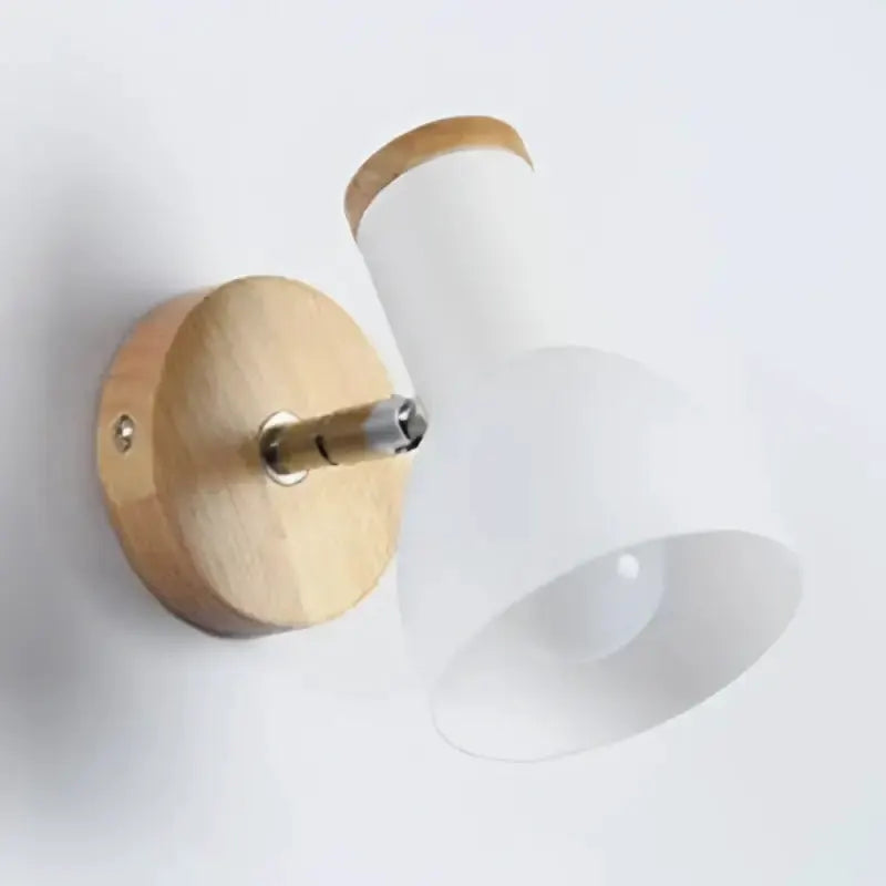 Minimalist Wood and White Matte Wall Lamp
