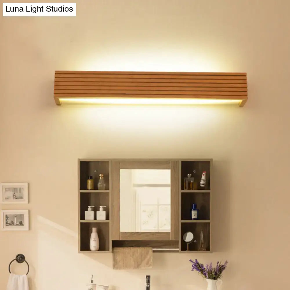 Wood Acrylic Shade Wall Sconce by Decorbites, wood slat design, warm LED glow on Tampa Home & Garden Store