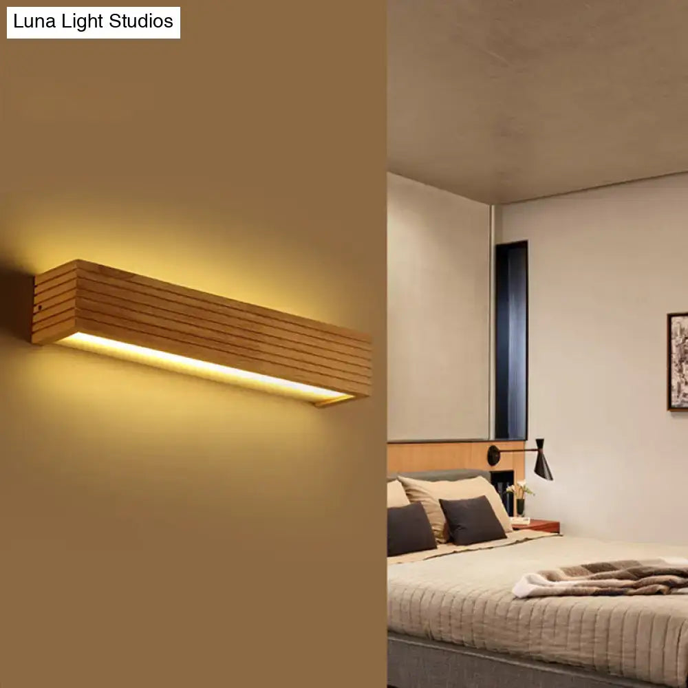 Wood wall sconce with acrylic shade in warm wood finish by Decorbites, Luna Light Studios on Tampa Home & Garden Store