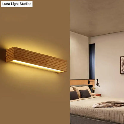 Wood wall sconce with acrylic shade in warm wood finish by Decorbites, Luna Light Studios on Tampa Home & Garden Store