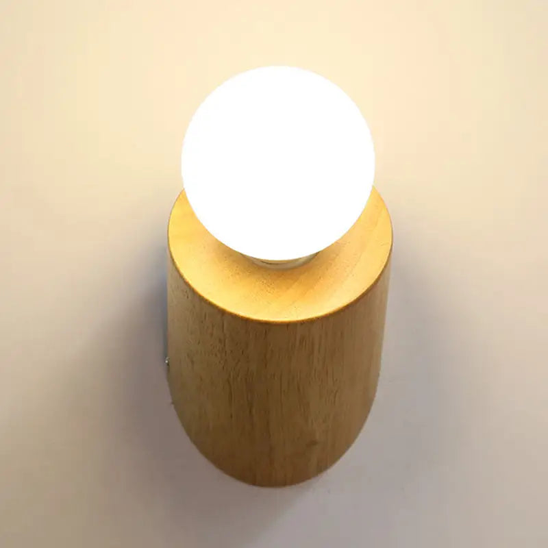 Wood Modern Wall Lamp with white globe on natural wood base by Decorbites on Tampa Home & Garden Store
