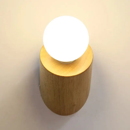 Wood Modern Wall Lamp with white globe on natural wood base by Decorbites on Tampa Home & Garden Store