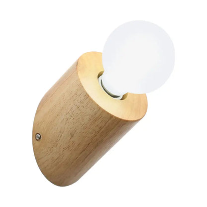 Wood Modern Wall Lamp by Decorbites in natural wood finish with exposed bulb on Tampa Home & Garden Store