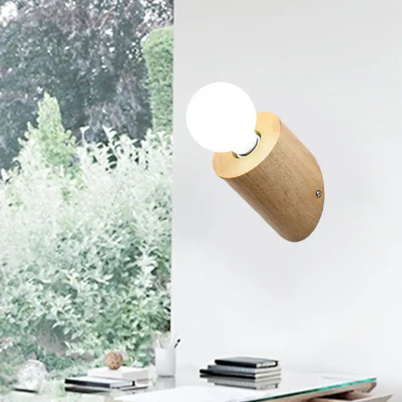Wood Modern Wall Lamp by Decorbites with natural wood wall sconce and exposed bulb on Tampa Home & Garden Store