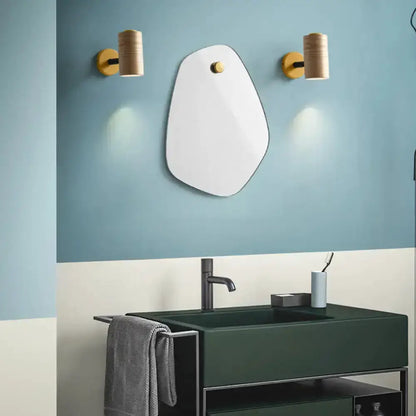 Minimalist Wood Wall Light With Shelf for Bath