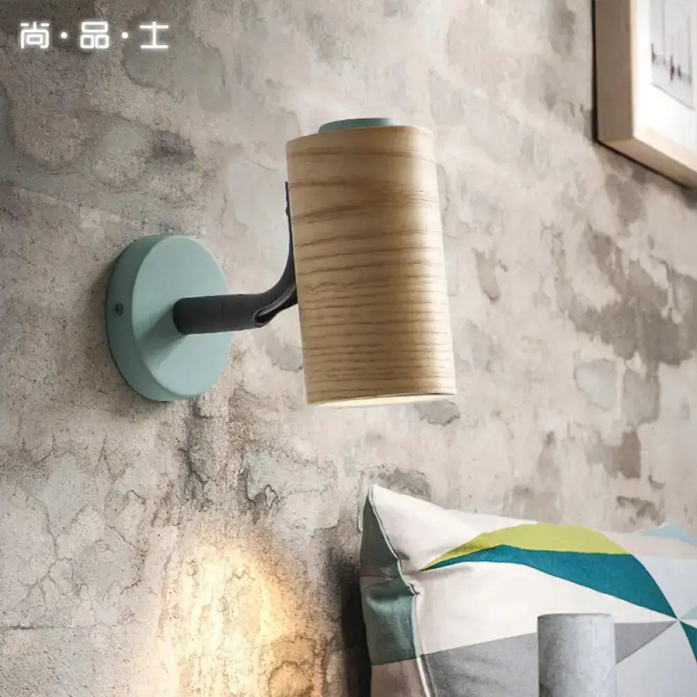 Minimalist Wood Wall Light With Shelf for Bath