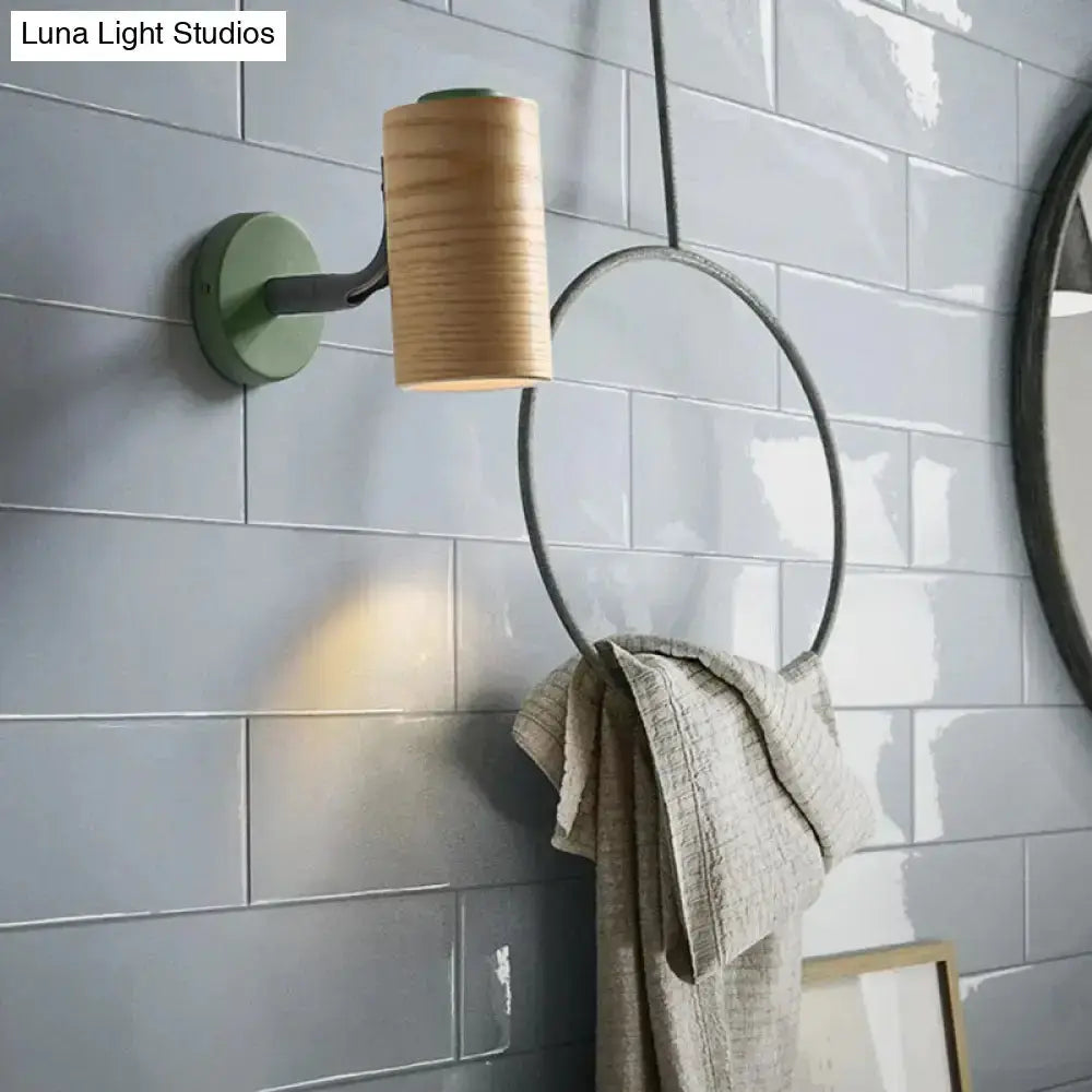 Minimalist Wood Wall Light With Shelf for Bath