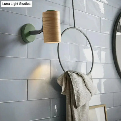 Minimalist Wood Wall Light With Shelf for Bath