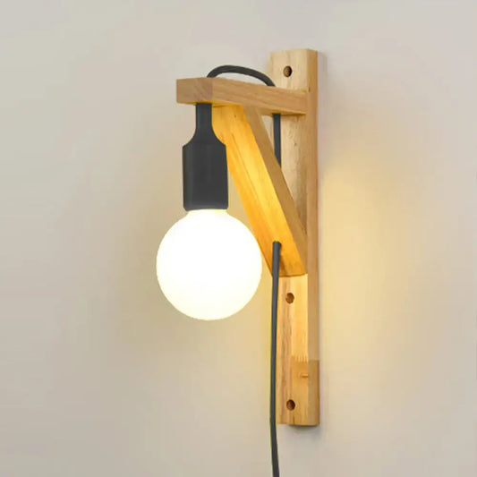 Wooden Hanging Wall Sconce with Exposed Bulb - Nordic Wall Lamp in Multi Colors - Tampa Home & Garden Store