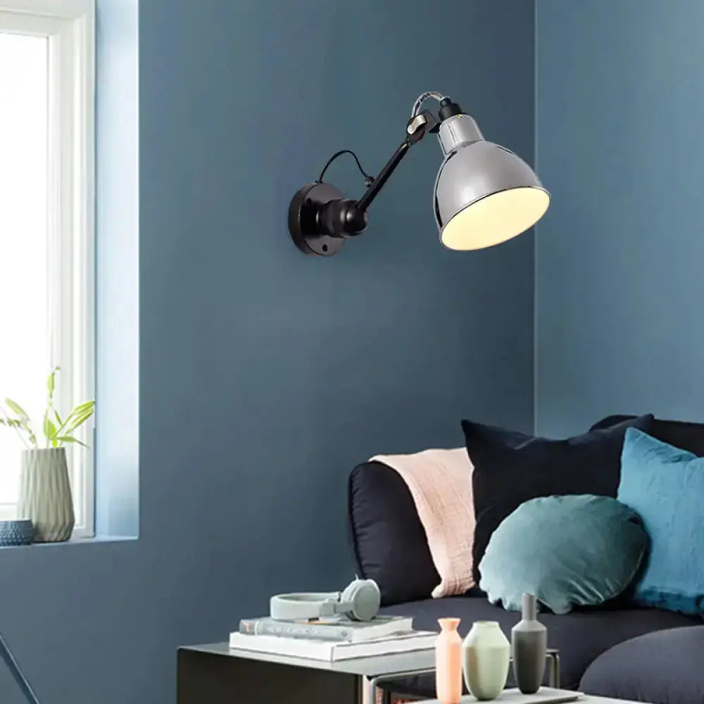 Wall mounted lamp black metal arm with adjustable silver shade for living room by Decorbites on Tampa Home & Garden Store