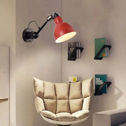 Minimalist wall mounted lamp with red shade and black arm for living room on Tampa Home & Garden Store