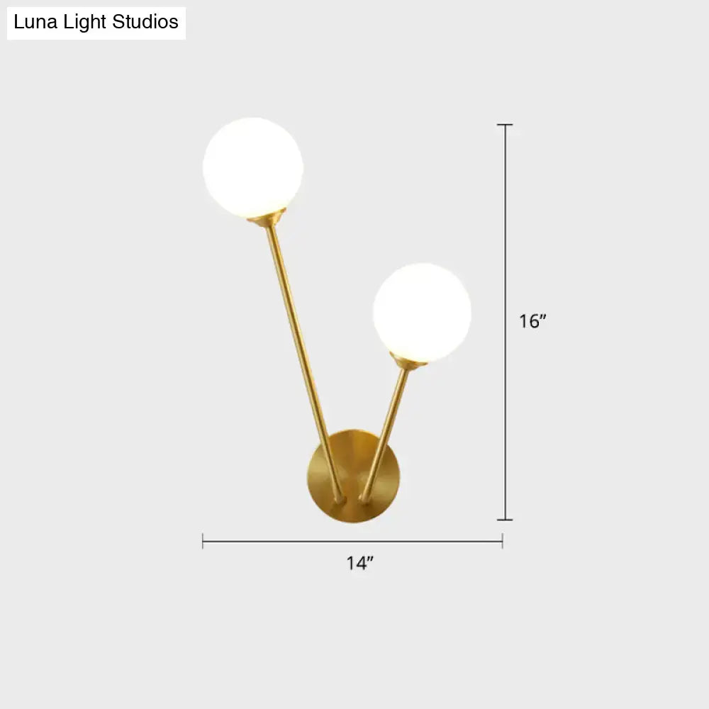 Brass Branch Glass Sconce with two globe lights, gold finish, Decorbites on Tampa Home & Garden Store