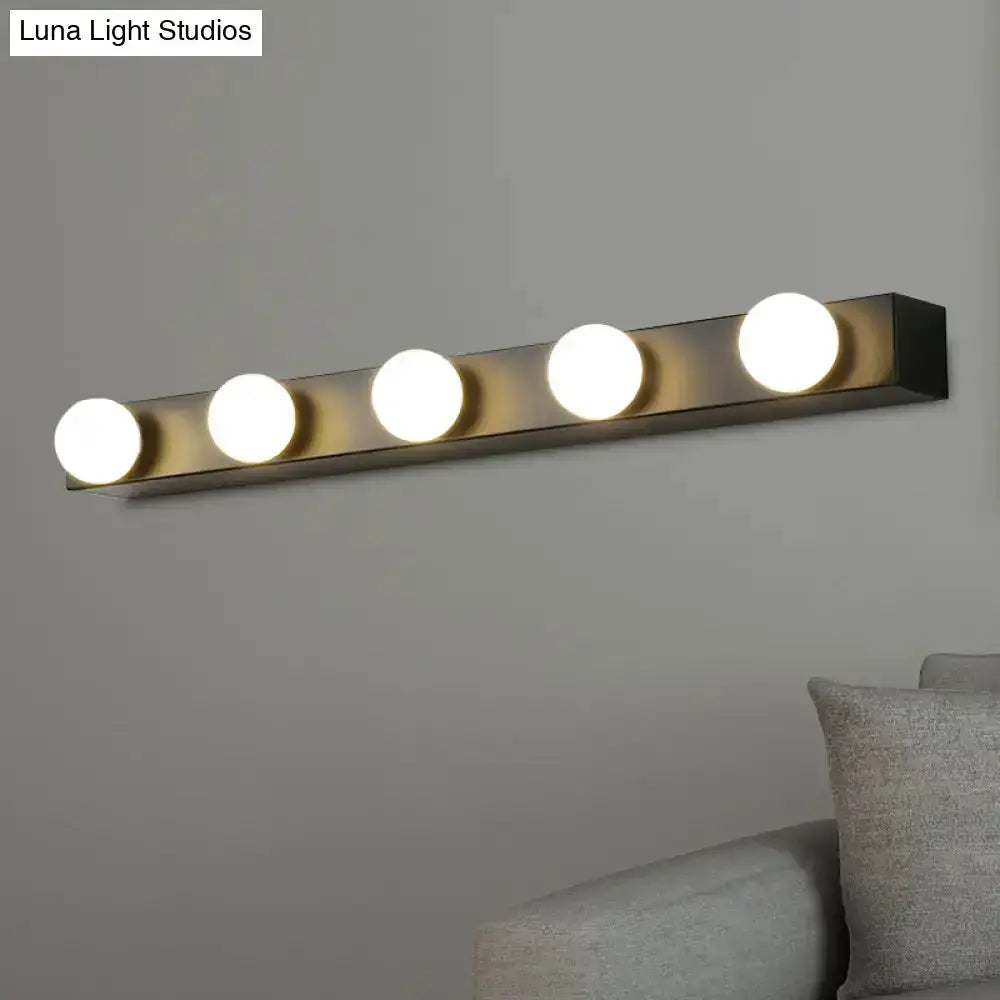 Minimalistic white four-light vanity fixture by Decorbites with open bulbs for bathroom on Tampa Home & Garden Store