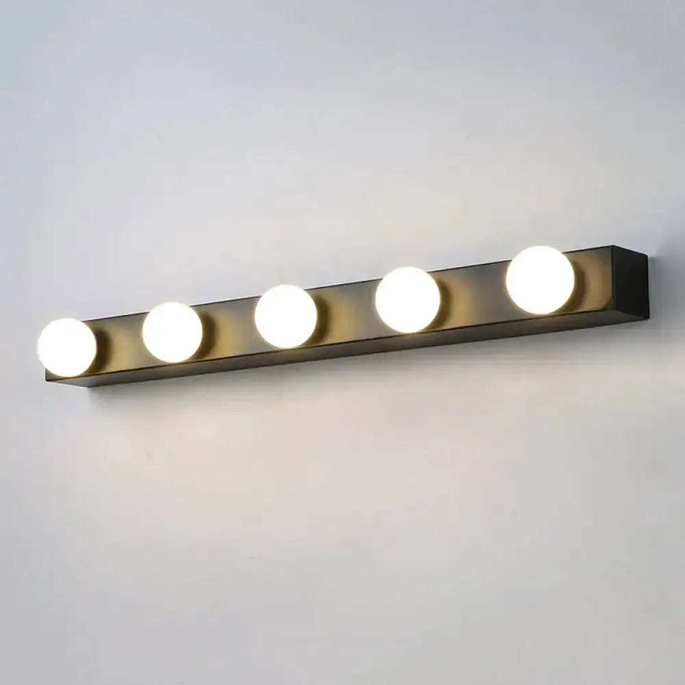 Minimalistic white 4-light vanity fixture by Decorbites with open bulbs for bathroom on Tampa Home & Garden Store