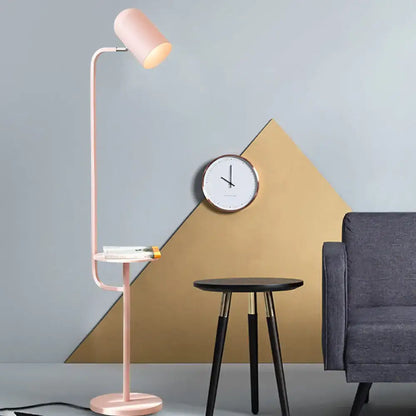 Mint Bell Metal Floor Lamp with curved stem and built-in shelf by Decorbites on Tampa Home & Garden Store