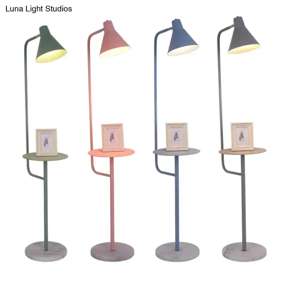 Mint Green Funnel Floor Lamp With Marble Base