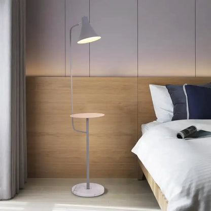 Mint Green Funnel Floor Lamp With Marble Base