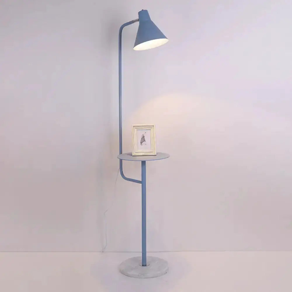 Mint Green Funnel Floor Lamp With Marble Base